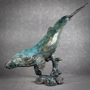 Hand-Cast Bronze Humpback Whale Sculpture: Ocean Art Decor by Kindrie Grove image 2