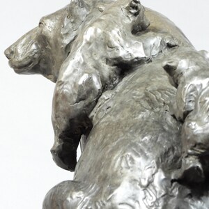 Climbing Mount Mama: Polar Bear family, cast bronze sculpture on marble base by Canadian Artist Kindrie Grove Buy without 3rd cub