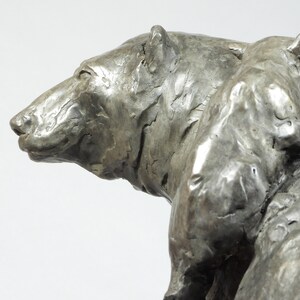 Climbing Mount Mama: Polar Bear family, cast bronze sculpture on marble base by Canadian Artist Kindrie Grove image 7