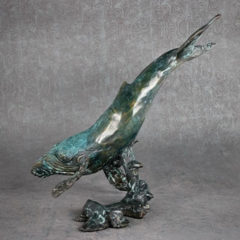 Hand-Cast Bronze Humpback Whale Sculpture: Ocean Art Decor by Kindrie Grove image 1