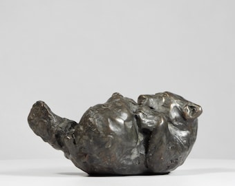 PLAYING POLAR BEAR Cub, cast bronze sculpture,  by Canadian Artist Kindrie Grove
