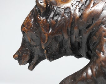 GRIZZLY BEAR SCULPTURE, Trekking, Hand Cast Bronze, Original Art, Bear Lover Gift, Western Art by Kindrie Grove
