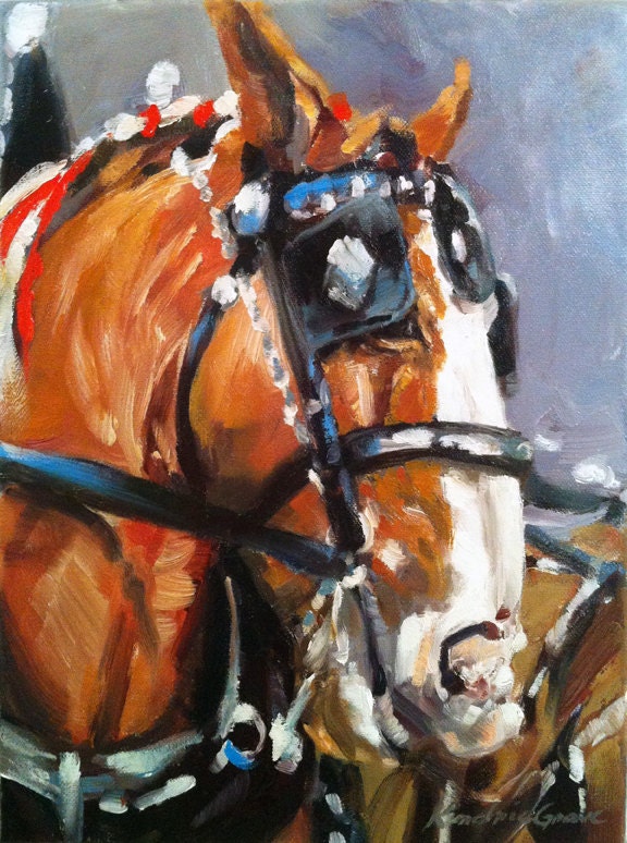 Belgian Draft Horse Oil Painting: Original Art, Horse Lover Gift by Kindrie Grove