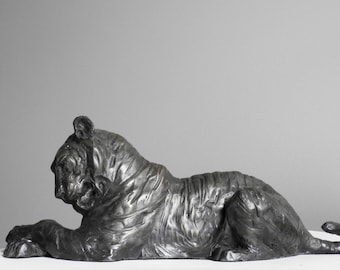 BRONZE TIGER SCULPTURE, Power and Grace, Original Art, Year of the Tiger, Luxury Art Decor by Canadian artist Kindrie Grove