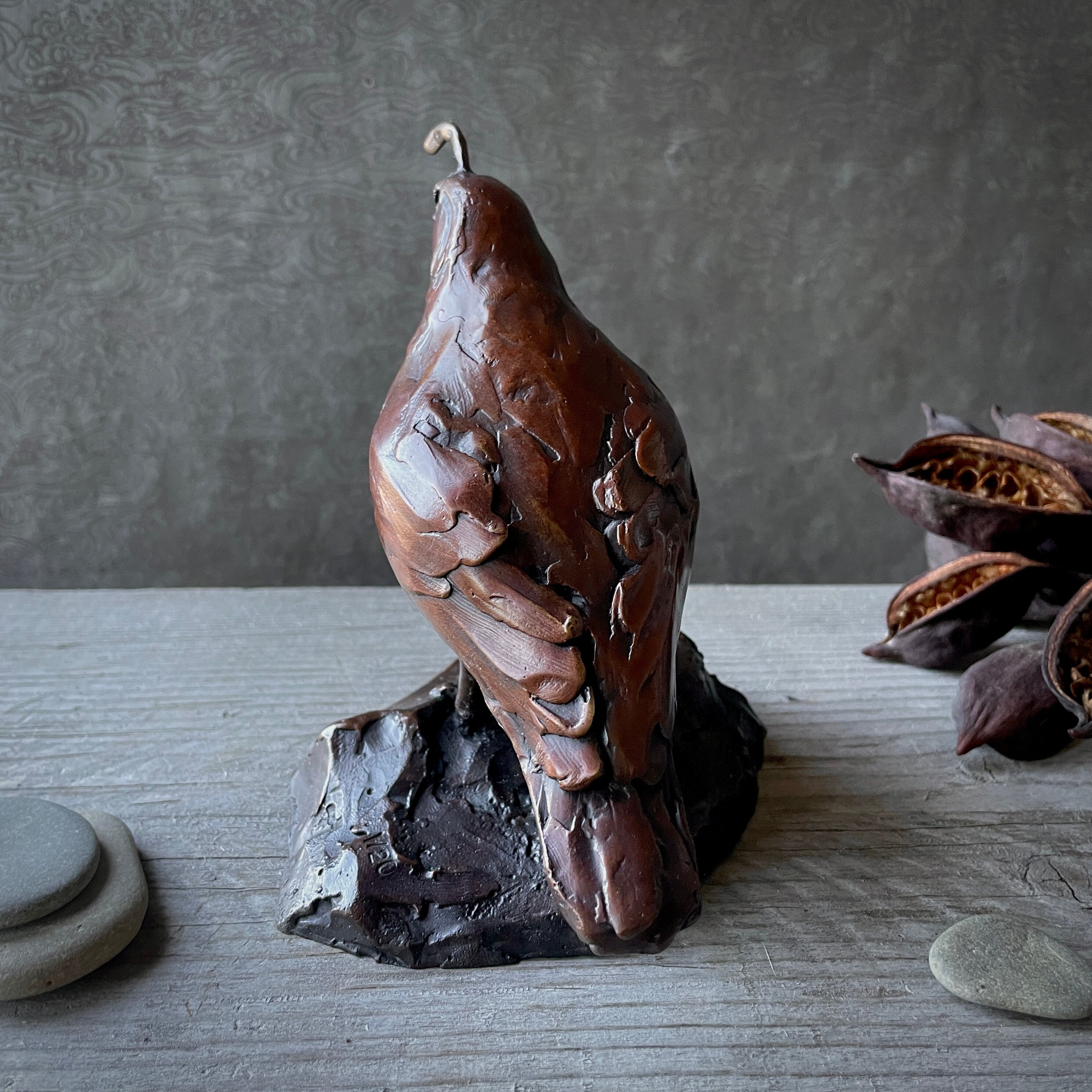 BRONZE QUAIL SCULPTURE, Female California Quail, Hand Cast Lost Wax