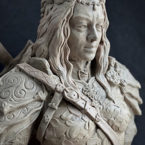 Bronze Warrior Sculpture: Jophiel, Woman in Armor, Original Fantasy Art by Kindrie Grove