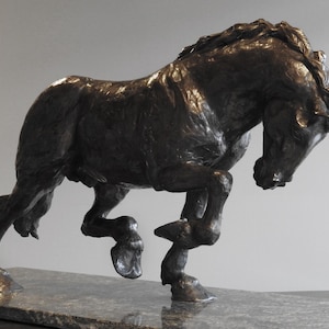 HEAVY HORSE SCULPTURE, Unbridled, Bronze Percheron, Luxury Art Decor by Canadian artist Kindrie Grove