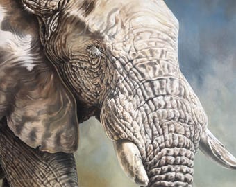 ELEPHANT OIL PAINTING, Sojourner, Original Art Oil, Elephant Lover Gift, Luxury Wall Decor by Canadian Artist Kindrie Grove