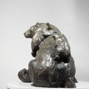 Climbing Mount Mama: Polar Bear family, cast bronze sculpture on marble base by Canadian Artist Kindrie Grove image 5