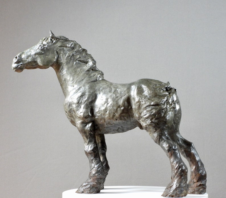 BRONZE CLYDESDALE SCULPTURE, Windblown ii, Impressionist Art Horse Sculpture, Luxury Art Decor, by Canadian artist Kindrie Grove image 1