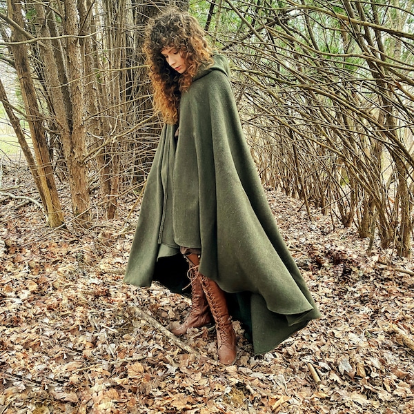 Wool Cloak - Traveler’s Cut - Forest Green