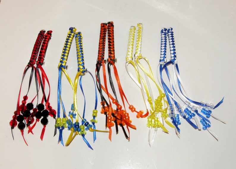 Ribbon Barrettes With Beads pair of 2 Choice of Colors Etsy