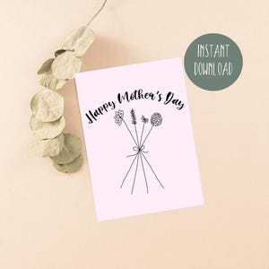 Tarjeta imprimible para el Día de la Madre de 5x7, sencilla y elegante, para imprimir desde casa.