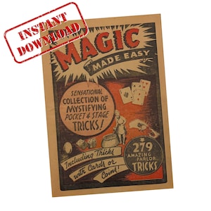 Magia hecha fácil (década de 1930) Mago Trucos de cartas fáciles Mago Ilusión Sala de póquer Vintage Ephemera Stage Magic Party Oculto Libro PDF