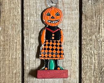 Vintage Halloween Pumpkin Head JOL German Skittle Game Piece