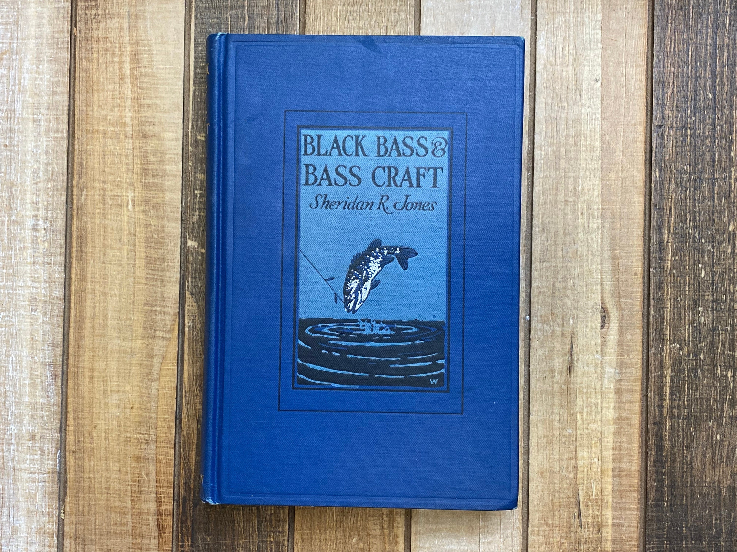 Vintage Bass Fishing Book Fisherman Gift Man Cave Lodge Decor Black Bass  and Bass Craft Antiquarian Hardcover Antique Fishing Dad Gift 