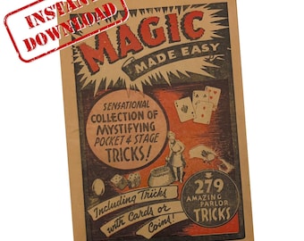 Livre PDF de tours de magie vintage : cartes et illusions de scène (téléchargement numérique des années 30)