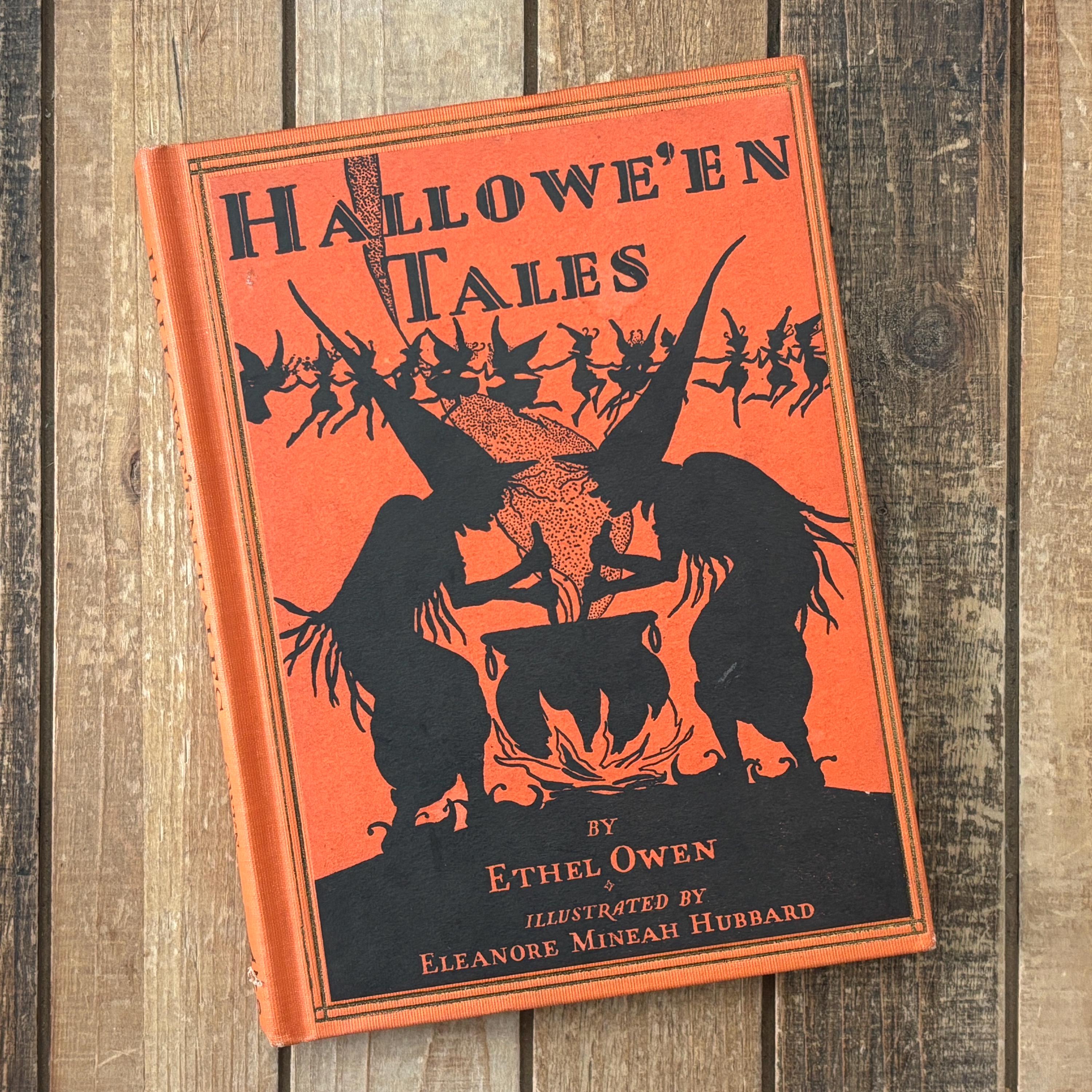 Vintage Halloween Book Witch With Broom Jack O'lantern Orange