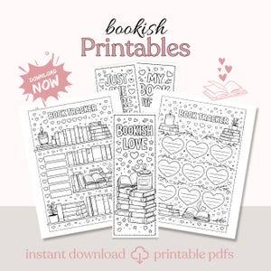 Bookmark Printable Bundle Adult Coloring Reading Tracker Romance Reader Bookish Love Hearts Color Your Own Bookmarks Instant Download PDF