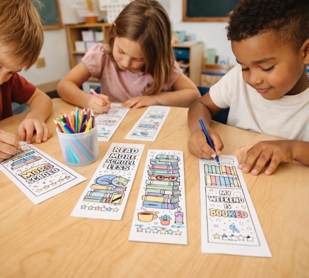 Teacher Printable Bookmarks Easy Book Report Coloring Pages Bookshelf ...