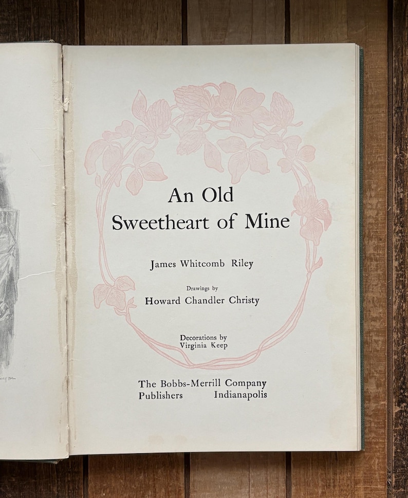 Vintage Poetry Book Romantic Gift Early 1900s Love Poems Cottagecore Romance Antique Decor Green Gold Wedding Gift An Old Sweetheart of Mine image 12