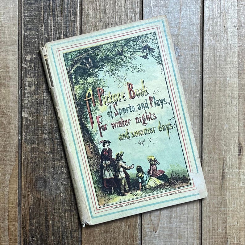 Vintage Children's Party Book Teacher Gift Classroom Games Illustrated 1800s Hardcover image 1