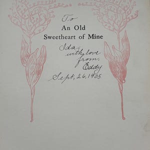 Vintage Poetry Book Romantic Gift Early 1900s Love Poems Cottagecore Romance Antique Decor Green Gold Wedding Gift An Old Sweetheart of Mine image 5