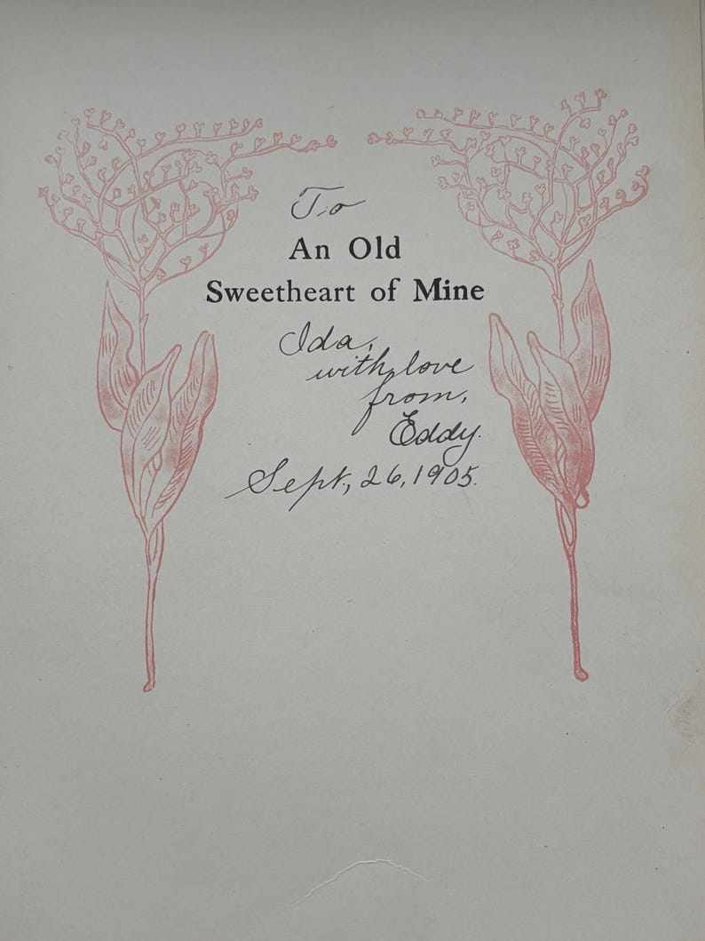 Vintage Poetry Book Romantic Gift Early 1900s Love Poems Cottagecore Romance Antique Decor Green Gold Wedding Gift An Old Sweetheart of Mine image 5