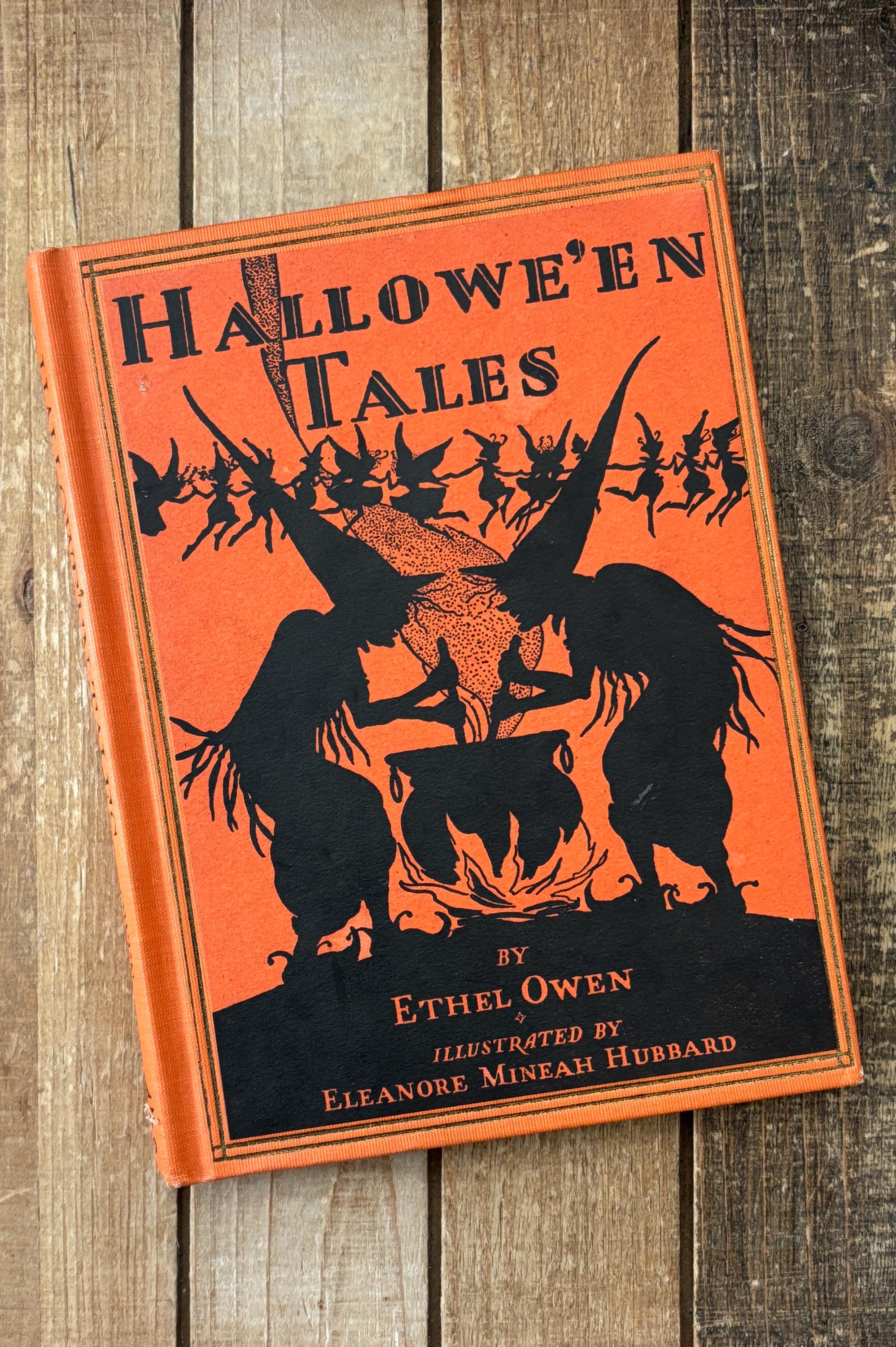 Vintage Halloween Book Witch With Broom Jack O'lantern Orange