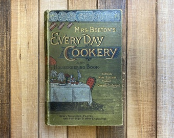 Vintage Cook Book Beeton’s Everyday Cookery Vintage Kitchen Cookbook Meat Bread Dessert Recipe Book Retro Kitchen Decor