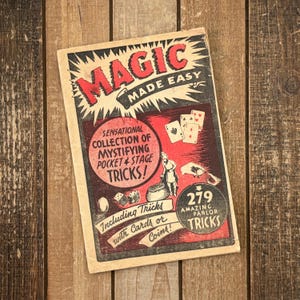 Vintage Magic Book Magician Gift Wizard Card Tricks Illusion Poker Room Collectible Ephemera Stage Magic Party Occult Book