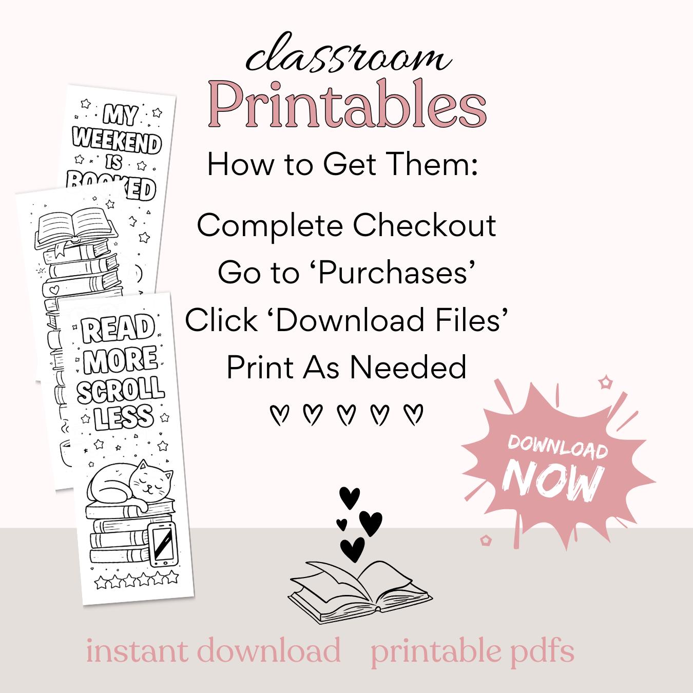 Teacher Printable Bookmarks Easy Book Report Coloring Pages Bookshelf ...