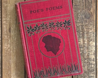 Edgar Allan Poe Antique Poetry Book The Raven Nevermore Dark Academia Vintage Hardcover Literary Gift for Her Classic Literature