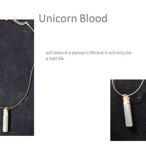 Harry Potter themed Polyjuice, Amortentia, Wolfsbane, Felix Felicis, Skele-Gro, Veritaserum, and Elixir of Life Potion Necklaces Unicorn Blood