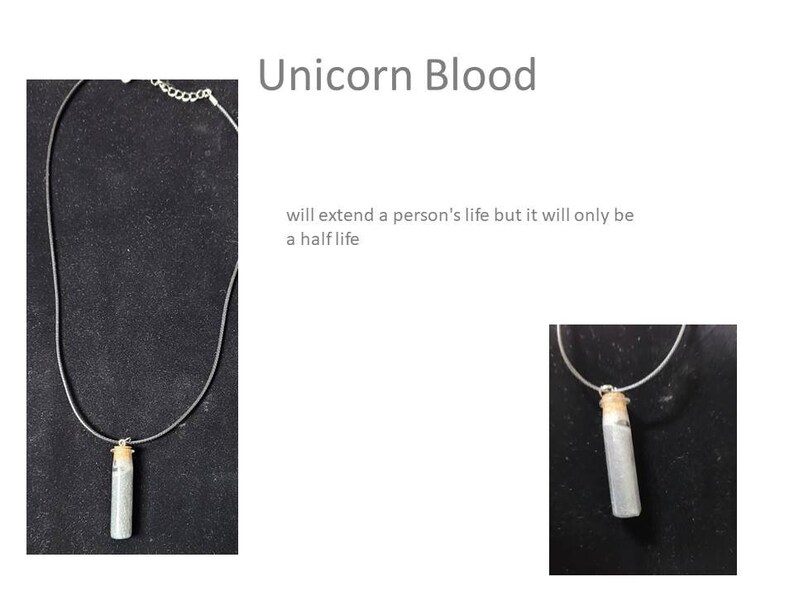 Harry Potter themed Polyjuice, Amortentia, Wolfsbane, Felix Felicis, Skele-Gro, Veritaserum, and Elixir of Life Potion Necklaces Unicorn Blood