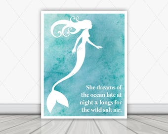 Mermaid Salt Air Instant Download Art Print