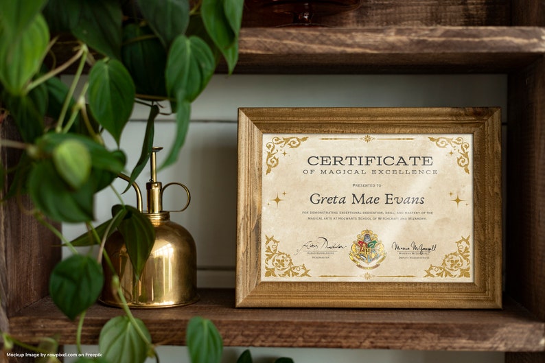 Hogwarts Certificate of Magical Excellence Custom Personalized ...