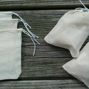 Muslin Bags # 25 pack 4 x 6 inches 4x6 inch herb kefir Cotton Musslin muslinbags leaf tea sachet mrandmrskefir drawstring natural