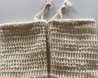 Handmade Cotton Hemp Soap Bag: All Natural Exfoliating Shower Sack - 5 Pack