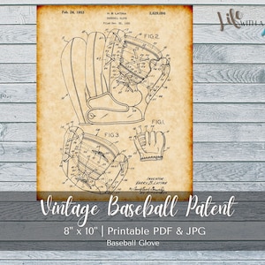 PRINTABLE Vintage Baseball Glove Patent Print - INSTANT DOWNLOAD