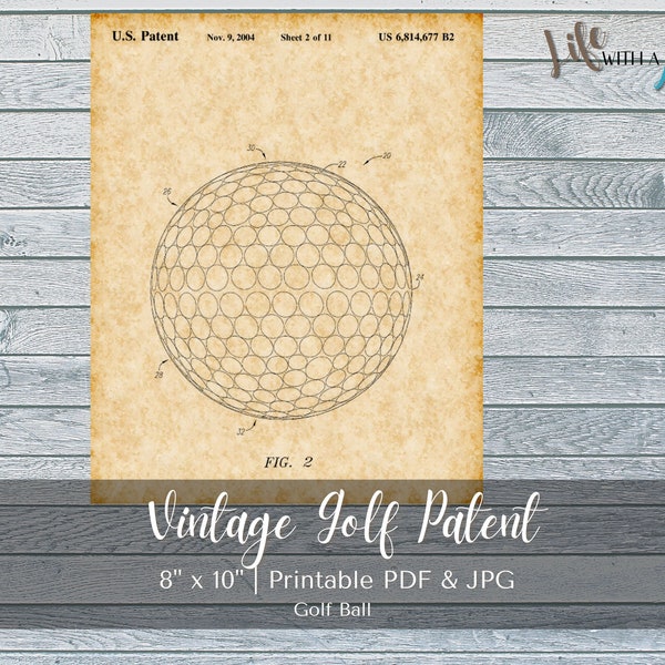 PRINTABLE vintage golf ball patent print - instant download