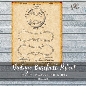 PRINTABLE Vintage Baseball Patent Print - INSTANT DOWNLOAD