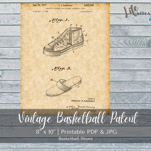 PRINTABLE Vintage Basketball Shoes Patent Print - INSTANT DOWNLOAD