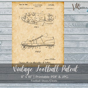 PRINTABLE Vintage Football Cleats/Shoes Patent Print - INSTANT DOWNLOAD