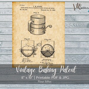 PRINTABLE Vintage Baking Flour Sifter Print - INSTANT DOWNLOAD