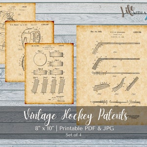 PRINTABLE Vintage Hockey Patent Prints Set Bundle - INSTANT DOWNLOAD