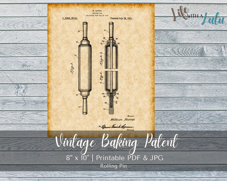 PRINTABLE Vintage Baking Rolling Pin Print - INSTANT DOWNLOAD - Etsy