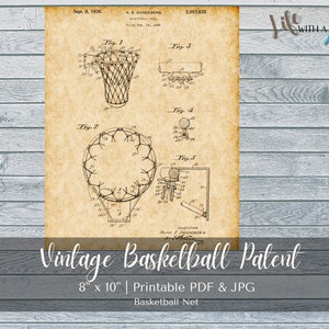 PRINTABLE Vintage Basketball Net Patent Print - INSTANT DOWNLOAD
