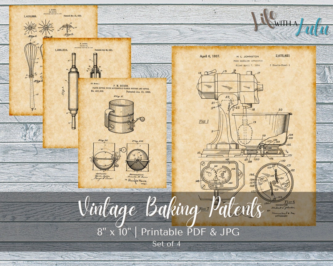 PRINTABLE Vintage Baking Patent Prints Set Bundle - INSTANT DOWNLOAD - Etsy