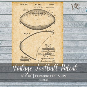 PRINTABLE Vintage Football Ball Patent Print - INSTANT DOWNLOAD